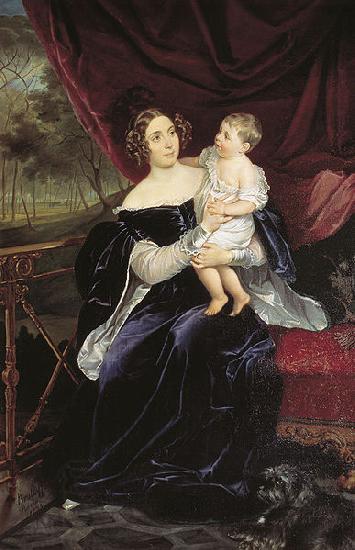 Karl Briullov Portrait of the Princess Olga Ivanovna Orlova-Davydova with her daughter Natalya Vladimirovna China oil painting art